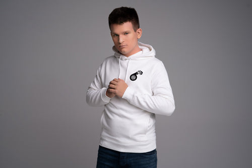 Bluza z kapturem Povagovani biała - detal